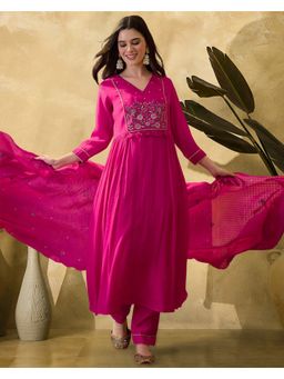 KVS FAB - Teal Silk Blend Embroidered Kurta and Pant with Dupatta