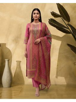 KVS FAB - Women Pink Rayon Printed Kurta and Pant with Dupatta