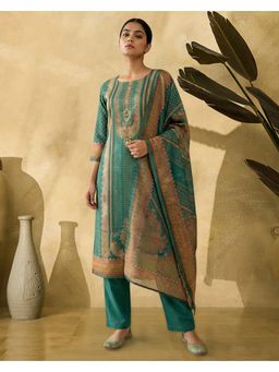 KVS FAB - Green Rayon Printed Kurta and Pant with Dupatta