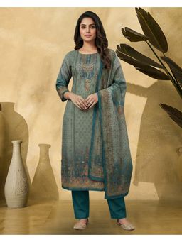 KVS FAB - Blue Rayon Printed Kurta and Pant with Dupatta