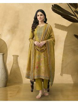 KVS FAB - Yellow Rayon Printed Kurta and Pant with Dupatta