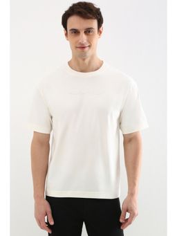 Allen Solly - Men White Solid Crew Neck T-Shirt