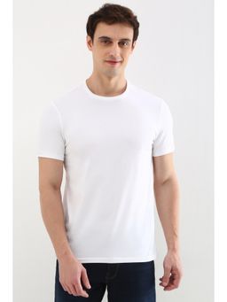 Allen Solly - Men White Solid Crew Neck T-Shirt
