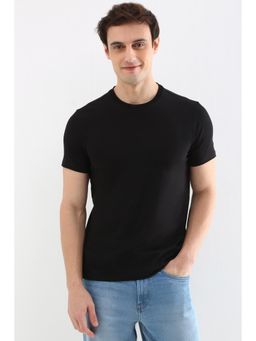 Allen Solly - Men Black Solid Crew Neck T-Shirt