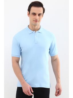 Allen Solly - Men Light Blue Solid Polo Neck T-Shirt