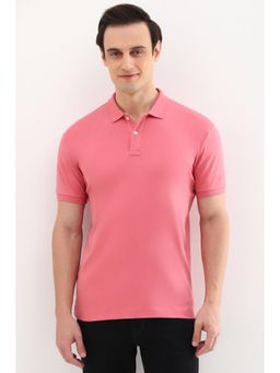 Allen Solly - Men Pink Solid Polo Neck T-Shirt