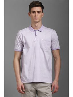 Louis Philippe - Men Lilac Print Polo Neck T-Shirt