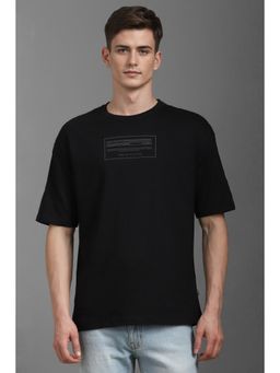 Louis Philippe - Men Black Print Crew Neck T-Shirt