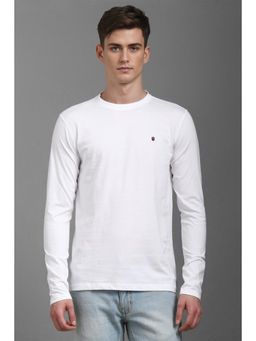 Louis Philippe - Men White Solid Crew Neck T-Shirt