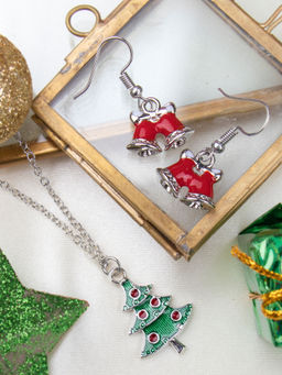 Arendelle - Christmas Christmas Tree and Red Bell Earrings Set