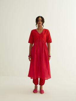 Abhishti - U-waistline Gathered Banarasi Kurta