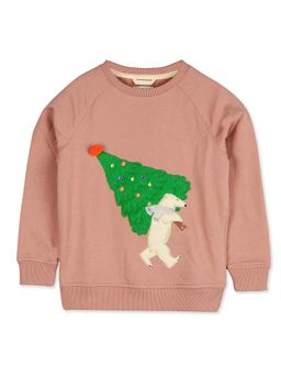 CHERRY CRUMBLE BY NITT HYMAN - Baby Pink Knitted Fuzzy Christmas Winter Sweatshirt