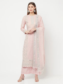 Safaa - Women Organic Cotton Woven Design Unstitched Dress Material with Dupatta (Set of 3)