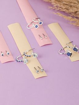 Accessorize London - Womens Blue Super Classics Set of 6 Blue Hoop & Stud Earring Set