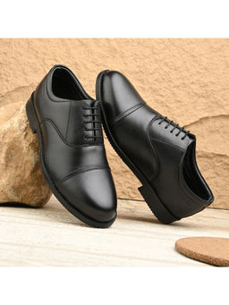 Valentino - Men Premium Leather Black Oxford Police Shoes