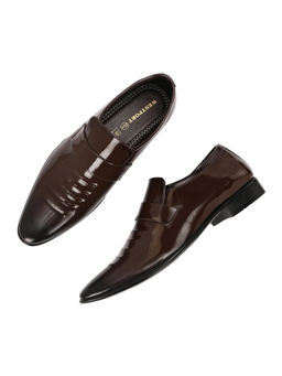 Valentino - West Port Men Brown Synthetic Patent Slip-On Party Wear Shoes