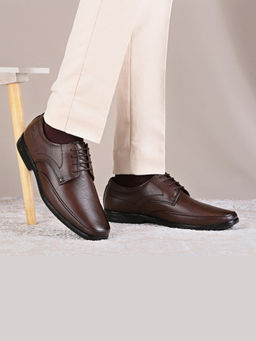 Valentino - Men Premium Leather Brown Formal Shoes