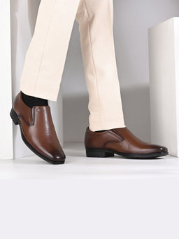Valentino - Men Premium Brown Leather Slip-On Formal Shoes