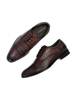 Valentino - Men Premium Leather Brown Lace-Up Formal Derby Shoes