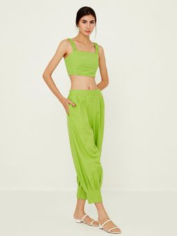 Ancestry - Green Solid Crop Top