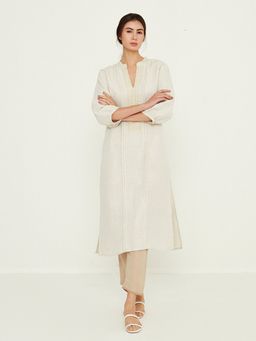 Ancestry - Beige Solid Straight Pants