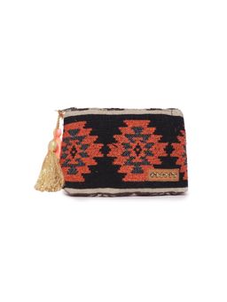 Astrid - Black Woven Pouch With Tassels
