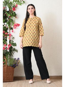 Rimika - Women's Beige Printed Straight Kurti