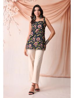 Rimika - Women Blue Purple Flower Floral Straight Kurti