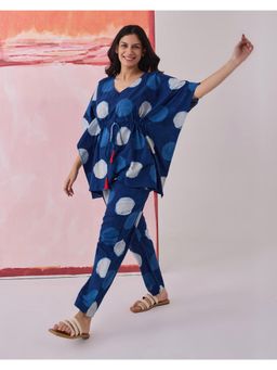 Phutari - Indi Dots Chill Jams Cotton Co-Ord Set (Natural Indigo)