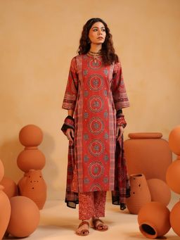 Namastika - Surkh Abha Ajrakh Kurta and Pyjama with Dupatta