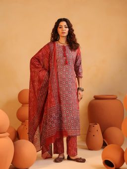 Namastika - Devina Terracotta Ajrakh Kurta and Pyjama with Dupatta