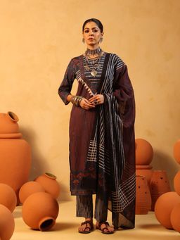 Namastika - Suhani Midnight Blue Ajrakh Cotton Kurta and Pyjama with Dupatta