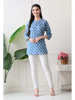 Rimika - Women Blue Floral Printed Straight Kurti