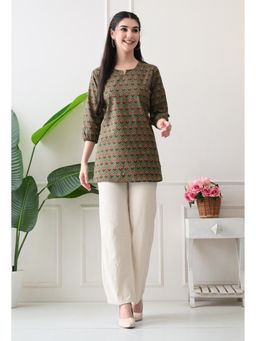 Rimika - Women Green Floral Printed Straight Kurti