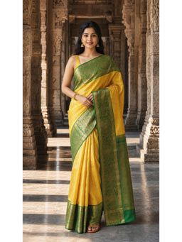 Anjaneya Sarees - Yellow Woven Designer Banarasi Silk Kanjivaram Saree