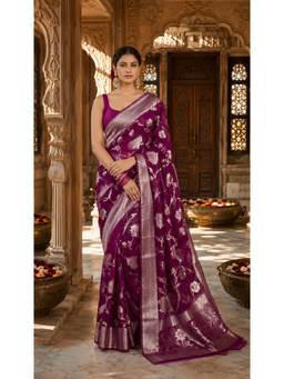 Anjaneya Sarees - Purple Woven Designer Banarasi Silk Kanjivaram Saree