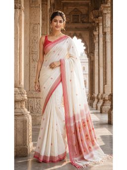 Anjaneya Sarees - White Woven Designer Cotton Silk Kanjivaram Saree