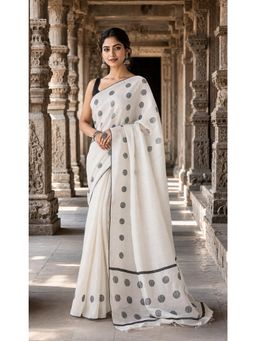Anjaneya Sarees - White Woven Designer Cotton Silk Kanjivaram Saree