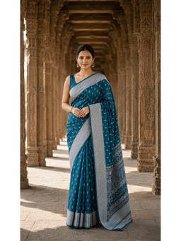 Anjaneya Sarees - Blue Woven Designer Banarasi Silk Kanjivaram Saree