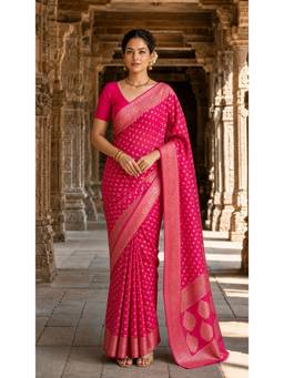 Anjaneya Sarees - Pink Woven Designer Banarasi Silk Kanjivaram Saree