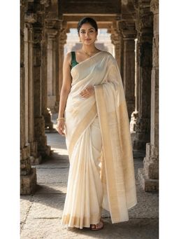 Anjaneya Sarees - White Woven Designer Banarasi Silk Kanjivaram Saree