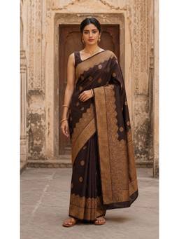 Anjaneya Sarees - Brown Woven Designer Banarasi Silk Kanjivaram Saree