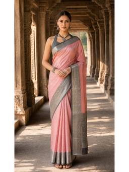 Anjaneya Sarees - Peach Woven Designer Banarasi Silk Kanjivaram Saree