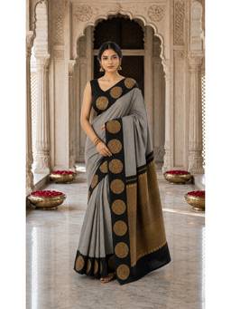 Anjaneya Sarees - Grey Woven Designer Banarasi Silk Kanjivaram Saree