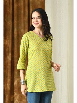 Rimika - Women Lemon Green Printed Straight Kurti