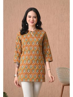Rimika - Women Mustard Ethnic Printed Straight Kurta