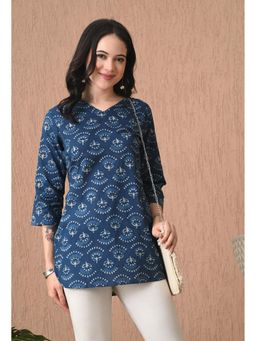 Rimika - Women Navy Blue Printed Straight Kurti