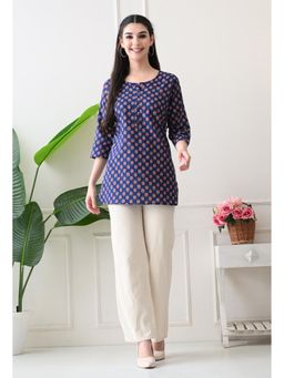 Rimika - Women Navy Blue Floral Print Straight kurti