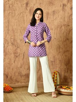 Rimika - Women Purple Polka Dot Printed Straight Kurti