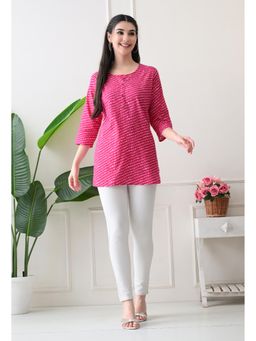 Rimika - Women Pink Bandhej Straight Kurti
